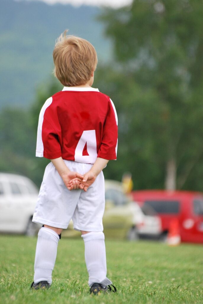 soccer, child, grass, football player, soccer team, sports, nature, goalkeeper, fans